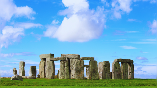 The prehistoric monument of Stonehenge under the open skies of the UK.