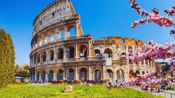 The ancient Colosseum in Rome, Italy, a testament to Roman engineering and history.