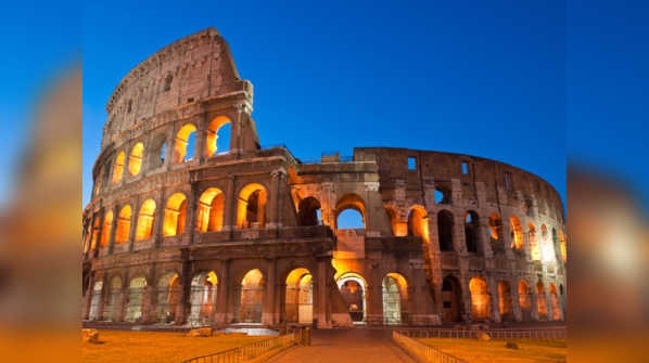The imposing Colosseum standing in the heart of Rome.