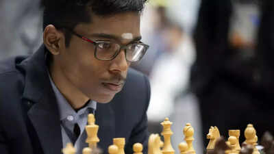 Praggnanandhaa celebrates his historic UzChess Cup win.